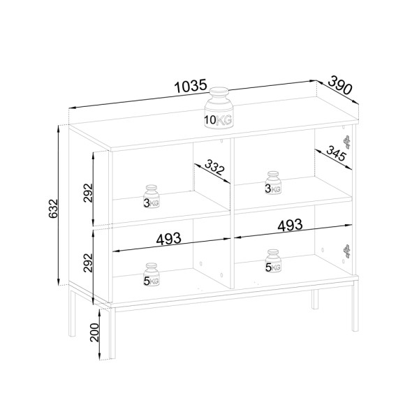 Комод дводверний з підсвічуванням Sento K104 1PKT LED