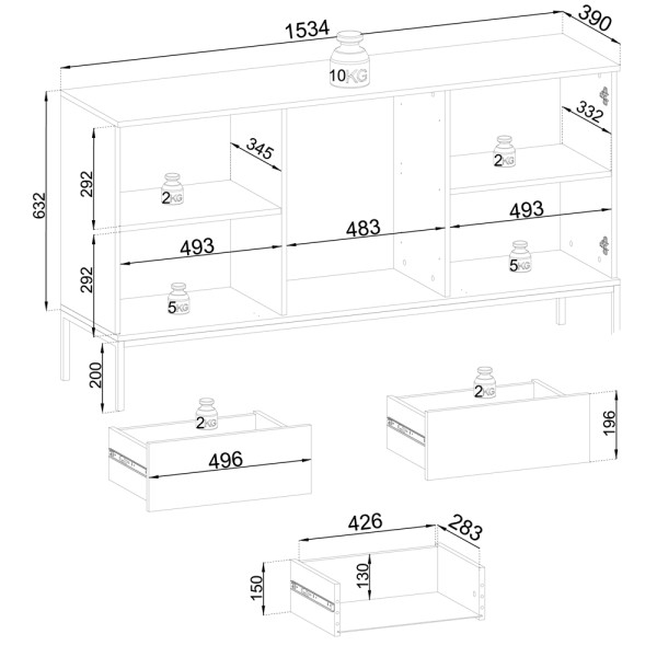 Комод Sento KSZ154 1PKT LED з підсвічуванням та шухлядами
