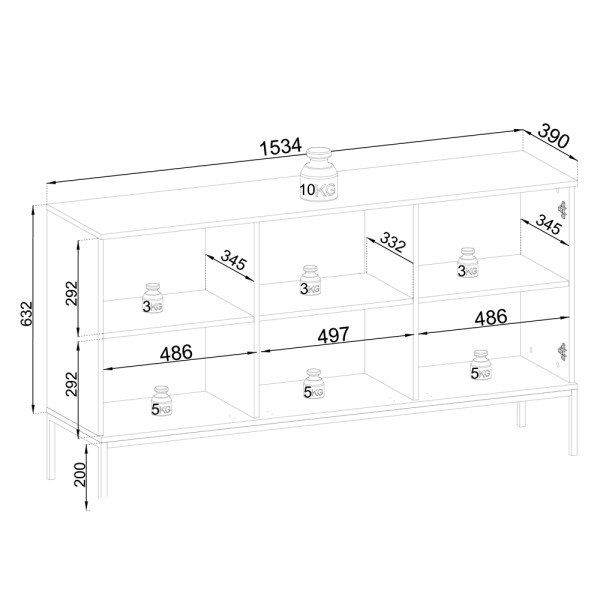 Комод тридверний з освітленням Sento K154 1PKT LED