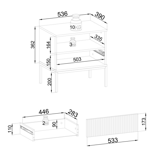 Тумба приліжкова Sento S54 1 PKT LED