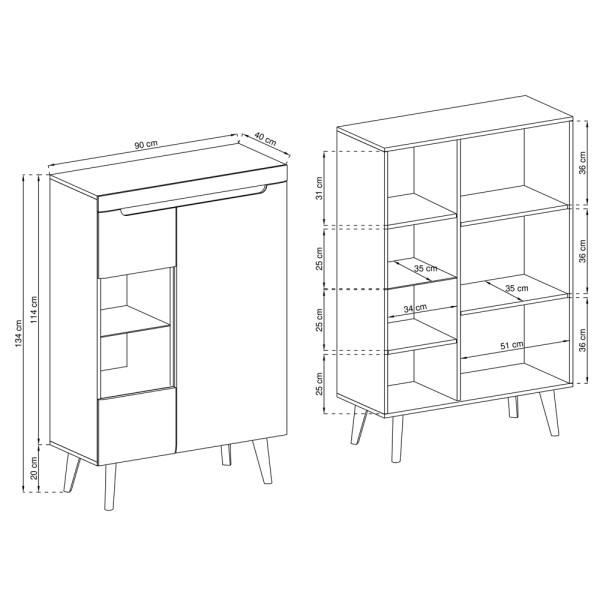 Вітрина низька Nordi NWT90 – стильна та функціональна меблі для вашої вітальні