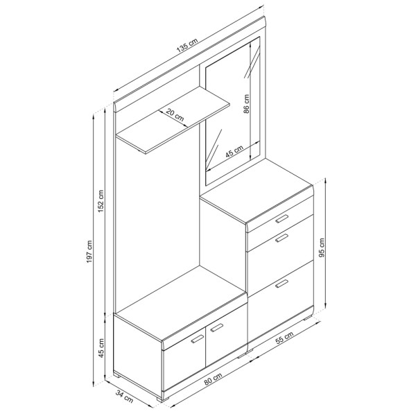 Шафа-гардероб Stella G135 — стильний вибір для вашого передпокою