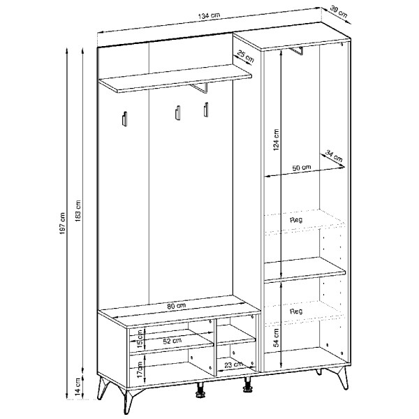 Передпокій із дзеркалом Diamond G134 – Модний та функціональний вибір для вашого дому