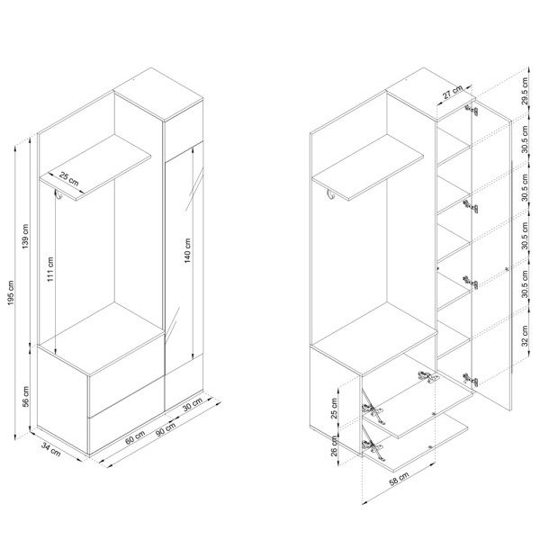 Шафа-гардероб Green G90 для передпокою