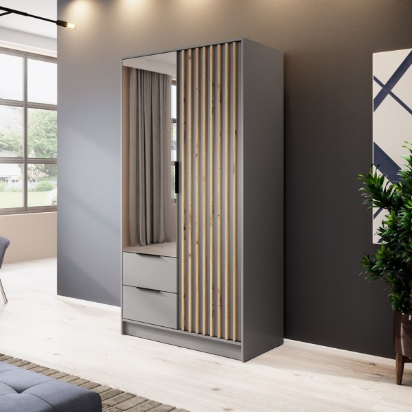 Шафа дводверна з дзеркалом і шухлядами Nelly 2D