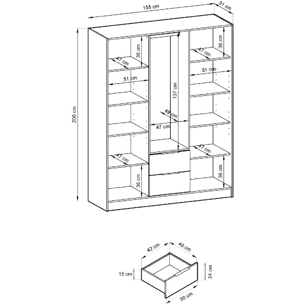 Шафа тридверна з шухлядами Nelly 3D