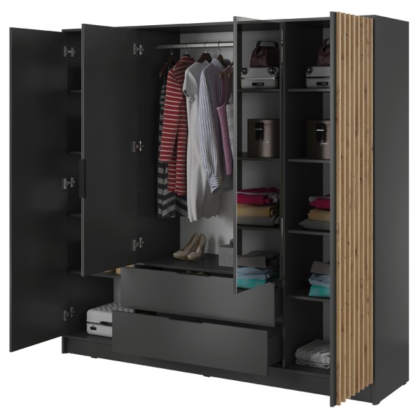 Шафа чотиридверна з дзеркалом і шухлядами Nelly 4D для вашої спальні