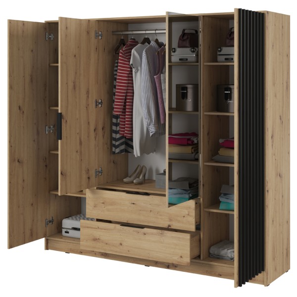 Шафа чотиридверна з дзеркалом і шухлядами Nelly 4D для вашої спальні