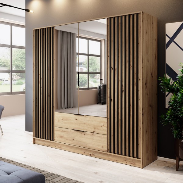 Шафа чотиридверна з дзеркалом і шухлядами Nelly 4D для вашої спальні