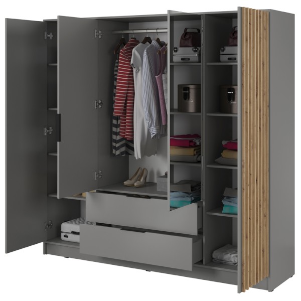 Шафа чотиридверна з дзеркалом і шухлядами Nelly 4D для вашої спальні