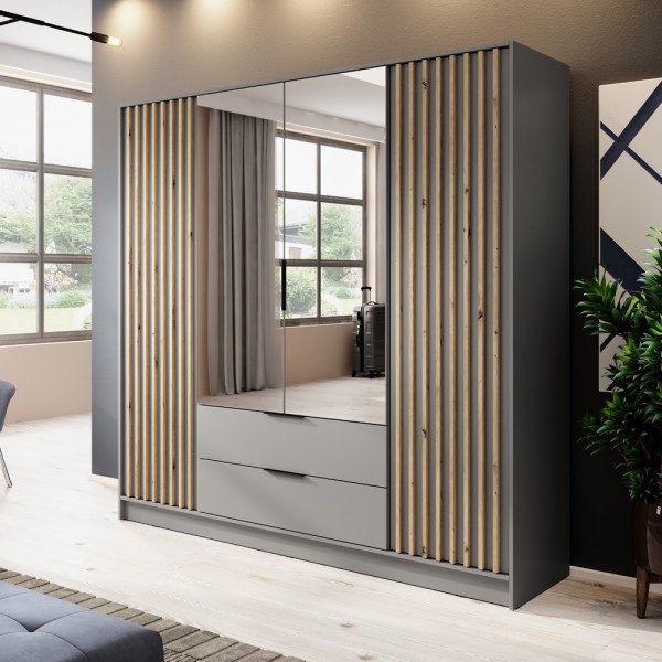 Шафа чотиридверна з дзеркалом і шухлядами Nelly 4D для вашої спальні