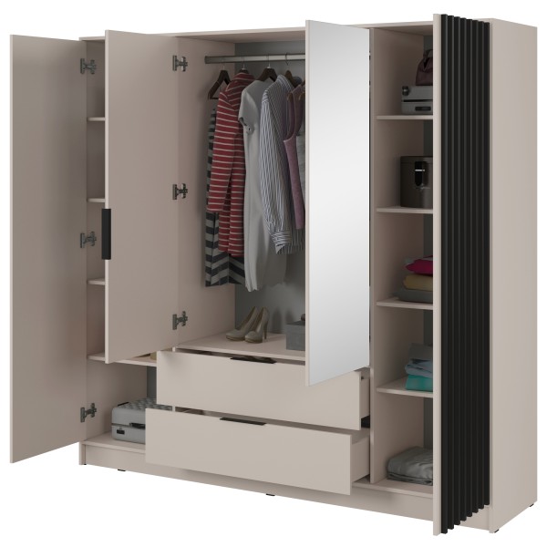 Шафа чотиридверна з дзеркалом і шухлядами Nelly 4D для вашої спальні
