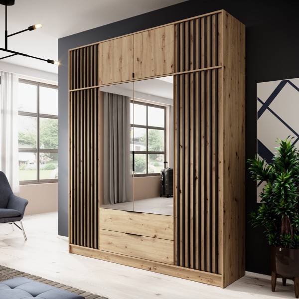 Шафа чотиридверна з дзеркалом і шухлядами Nelly 4D для вашої спальні