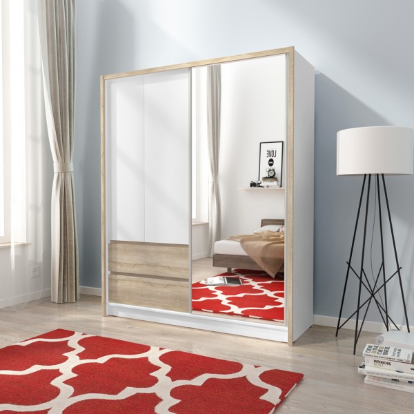 Шафа-купе з дзеркалом та шухлядами Sara 150 – стиль та функціональність для вашої оселі