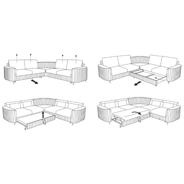 Кутовий розкладний диван Laren з функцією сну і шухлядою