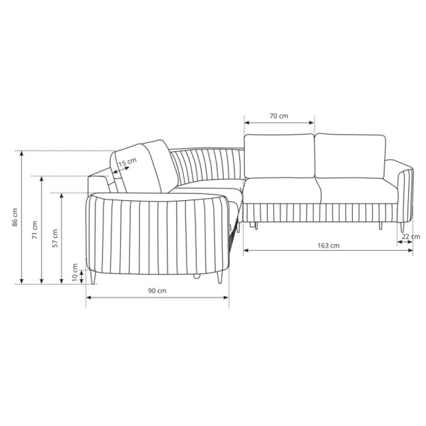 Кутовий розкладний диван Laren з функцією сну і шухлядою