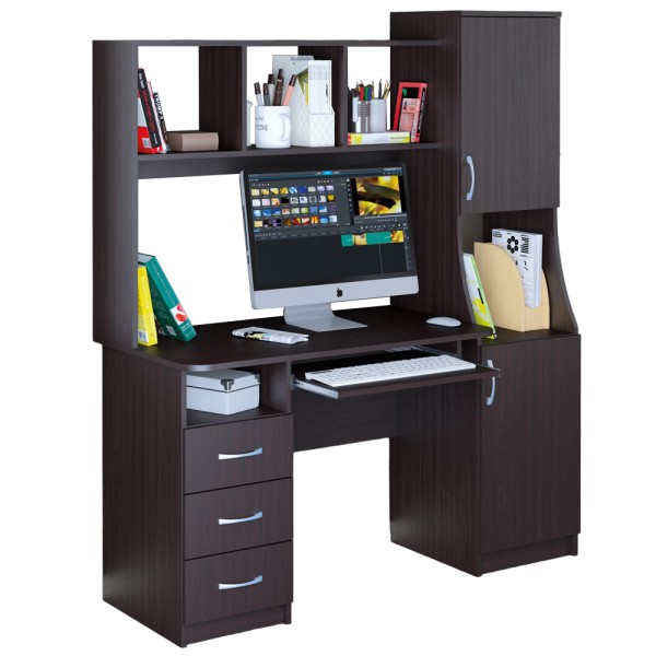 Стіл комп'ютерний СМ - 01 для офісу з шухлядами та полицями