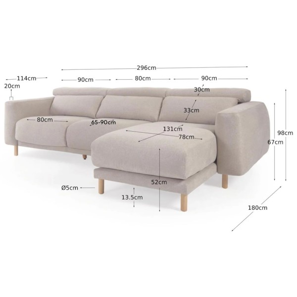 Диван-реклайнер Singa 3-місний з шезлонгом