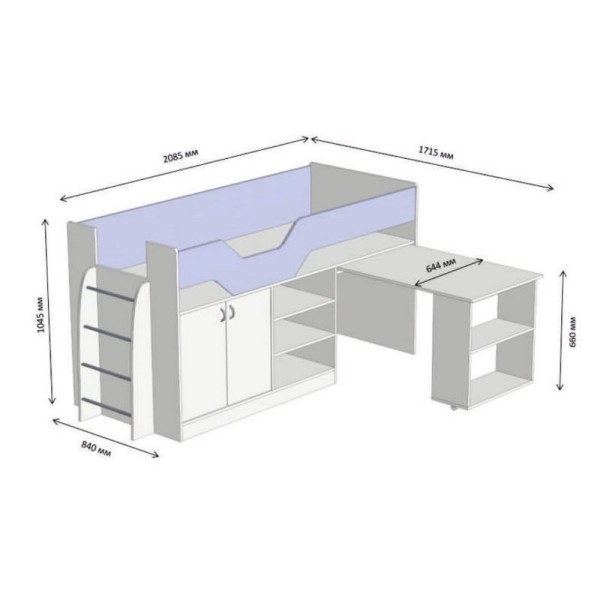 Ліжко-горище Пумба з висувним столом