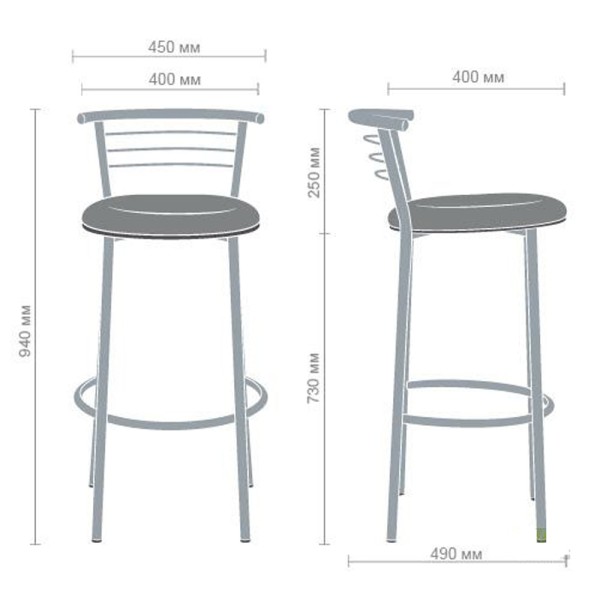 Стілець Маркос Хокер чорний - Сучасний стілець для бару та кухні