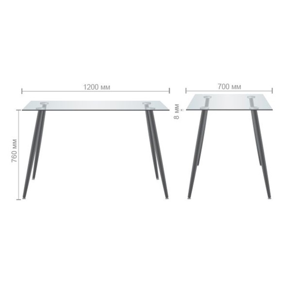 Стіл обідній Умберто скло прозоре — стиль для вашої кухні