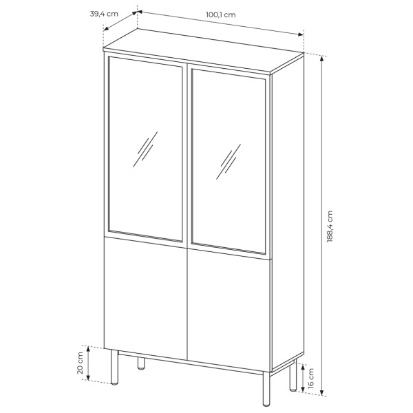 Вітрина висока з LED Lang 4D2W/100 для вашої вітальні