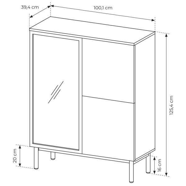 Вітрина низька з LED Lang 3D1W/100 для вітальні