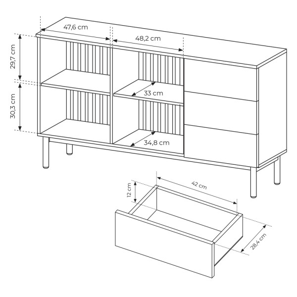 Комод з LED Lang 2D3S/150