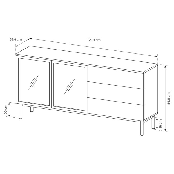 Комод з LED Lang 2D3S/180 – стиль і комфорт для вашого інтер'єру
