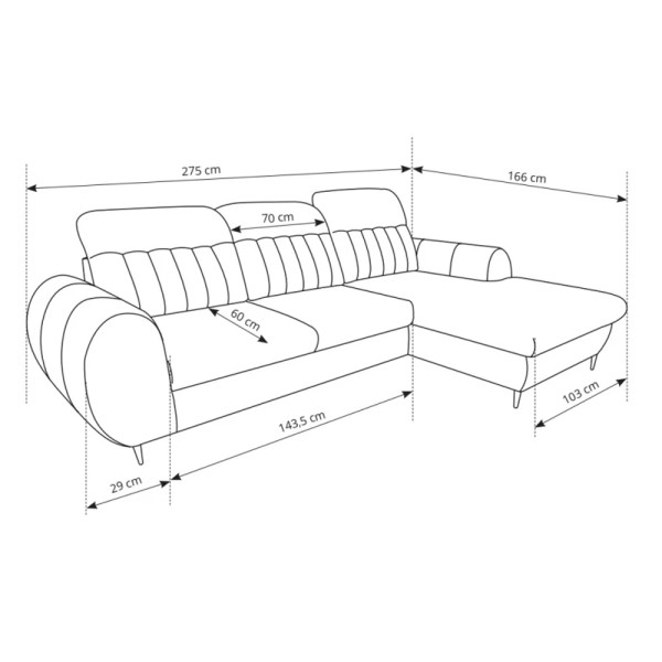 Кутовий розкладний диван Bianco правий
