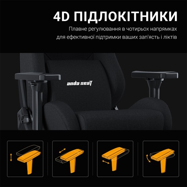 Крісло ігрове Anda Seat Kaiser Frontier XL Black Linen Fabric