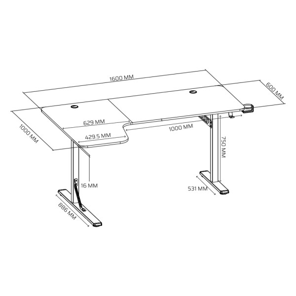 Комп'ютерний стіл GamePro GDC216W для геймерів та офісу