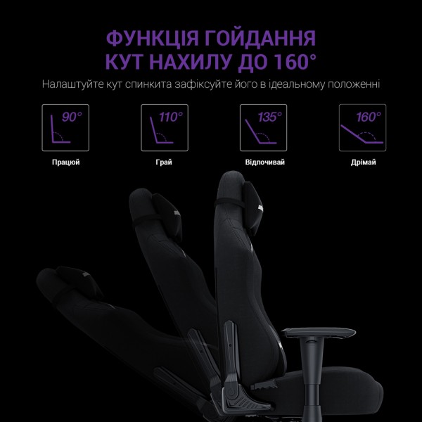 Геймерське крісло Anda Seat Luna Size L Black Fabric – Комфорт та підтримка для кожного геймера