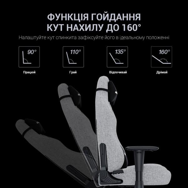 Геймерське крісло Anda Seat Luna Size L Grey Fabric