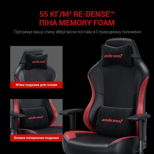 Геймерське крісло Anda Seat Luna Size L Black&Red PVC - Купити з доставкою по Києву та Україні