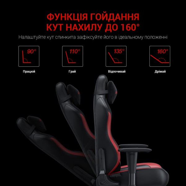 Геймерське крісло Anda Seat Luna Size L Black&Red PVC - Купити з доставкою по Києву та Україні