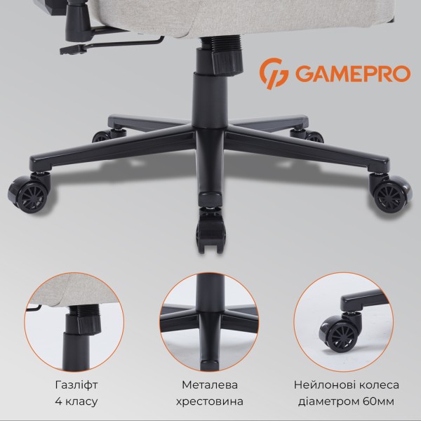 Ігрове крісло Gamepro FGC750G Size L Fabric Light Grey