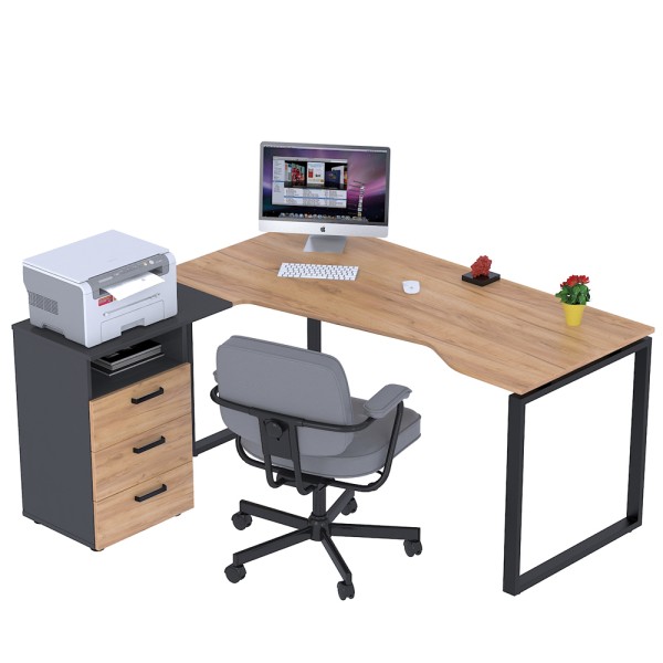 Кутовий стіл NDU-3S-160 для офісу з висувними ящиками