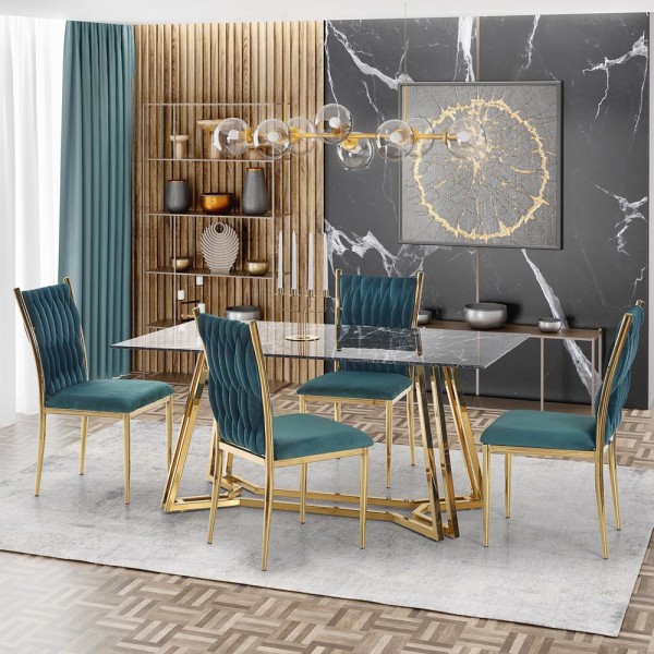 Стіл Konami – сучасний стіл для кухні з металу та скла