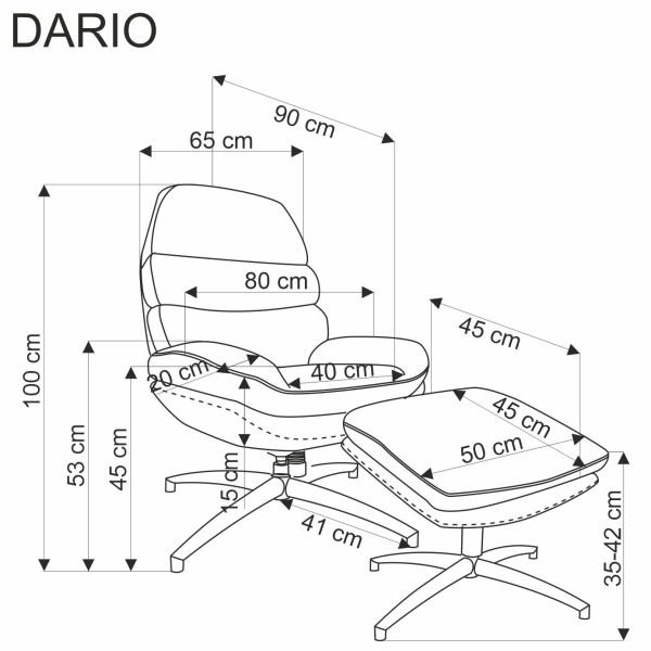 Крісло Dario з підставкою для ніг – зручність та стиль для вашої вітальні