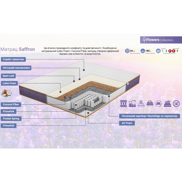 Матрац Saffron Flowers для комфортного сну та відпочинку