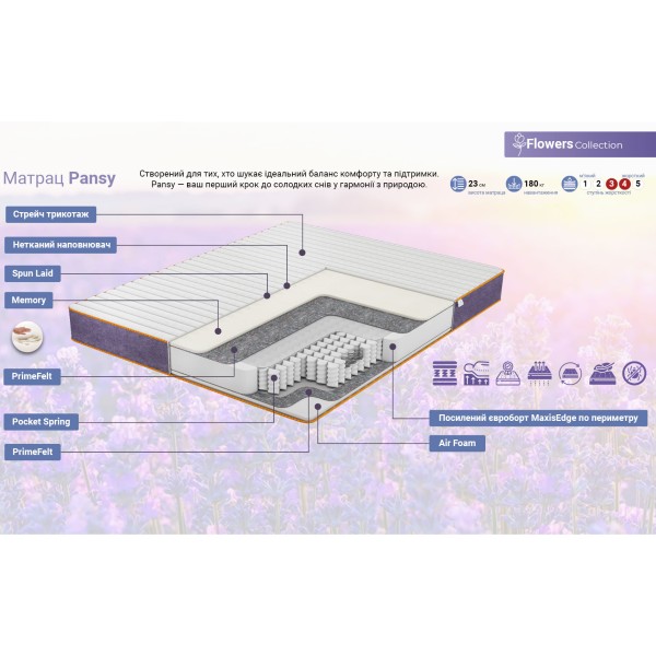 Матрац Pansy Flowers – комфорт і підтримка тіла під час сну
