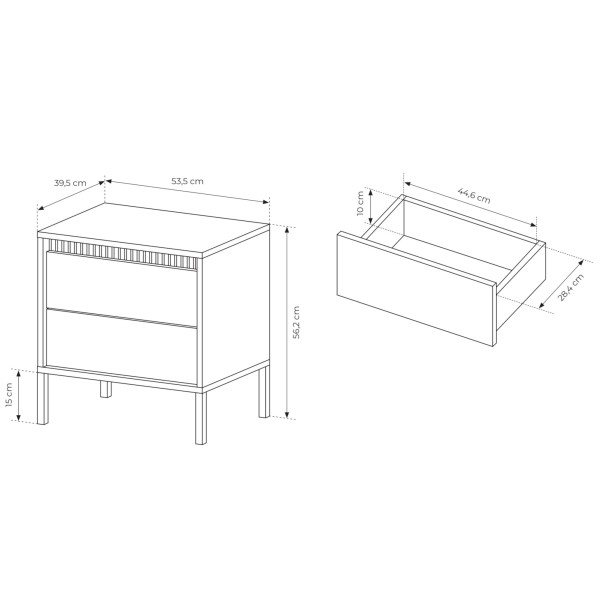 Тумба приліжкова Senso 2S/53 для спальні та вітальні