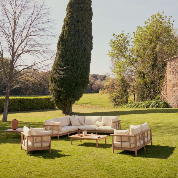 Комплект садових меблів Sacova: кутовий диван та столик