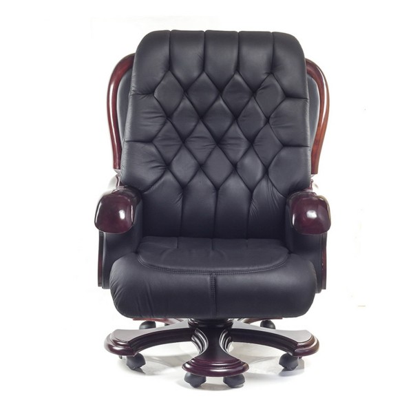 Крісло Цезар – Стильне офісне крісло з натуральним деревом і шкірою