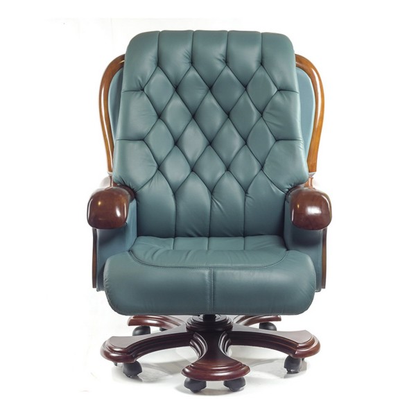 Крісло Цезар – Стильне офісне крісло з натуральним деревом і шкірою