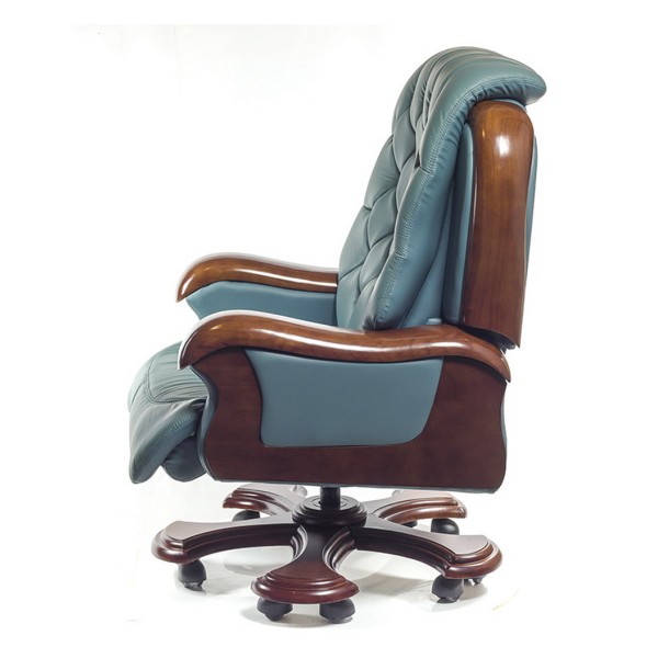 Крісло Цезар – Стильне офісне крісло з натуральним деревом і шкірою