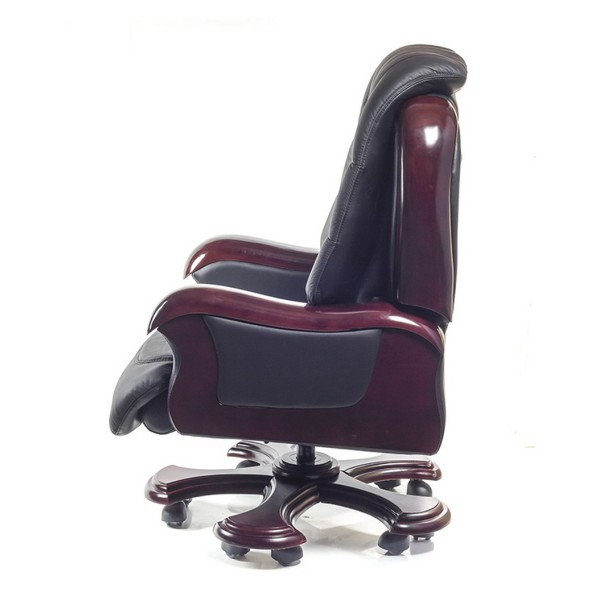 Крісло Цезар – Стильне офісне крісло з натуральним деревом і шкірою