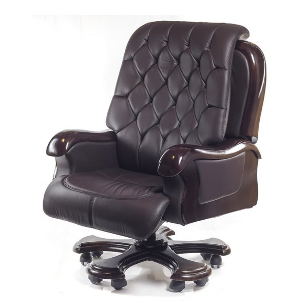 Крісло Цезар – Стильне офісне крісло з натуральним деревом і шкірою