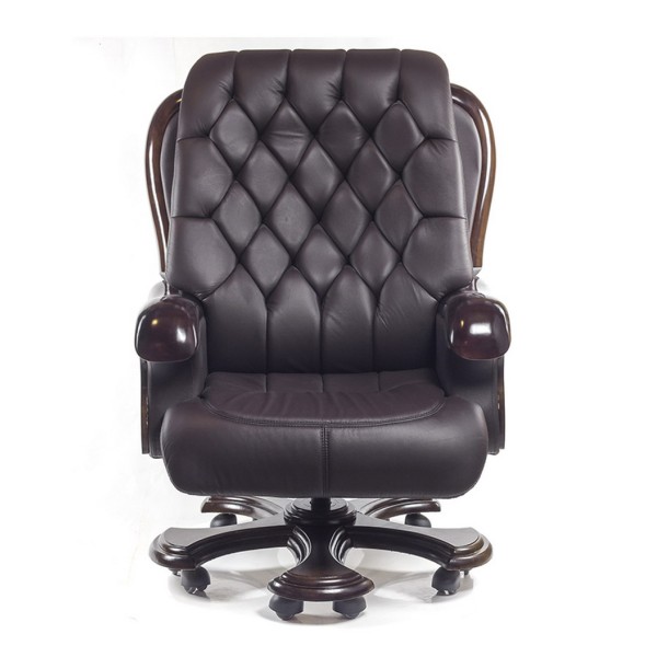 Крісло Цезар – Стильне офісне крісло з натуральним деревом і шкірою